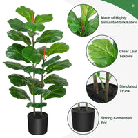 Ficus lyrata artificiel Garvee de 99 cm (39 pouces), en plastique vert réaliste et facile d'entretien, idéal pour le bureau et le salon.