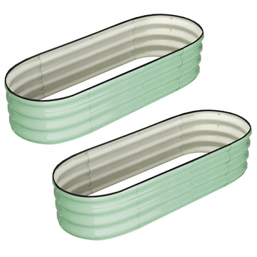 Garvee Lot de 2 Jardinières Surélevées Ovales 137 × 61 × 61 cm, Acier Galvanisé Robuste et Stable, Bacs Potagers pour Jardin, Terrasse et Patio