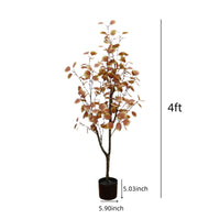 Eucalyptus artificiel Garvee de 120 cm avec pot en plastique pour décoration intérieure et extérieure, entretien facile, feuilles en soie, feuillage d'automne réaliste