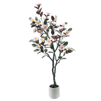 Magnolia artificiel Garvee de 1,80 m avec fleurs et feuilles épanouies, pot robuste pour salon et bureau, vert