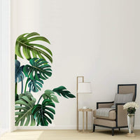 Stickers muraux autocollants Garvee à motifs de feuilles vertes tropicales pour chambre d'enfant, salon, chambre à coucher, salle de bain, bureau, fenêtre, variante droite