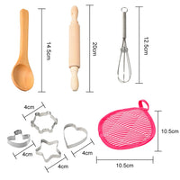 Ensemble de cuisine pour enfants Garvee, 11 pièces, avec toque et tablier de chef à rayures rouges pour jouer à la cuisine, lavable et sûr, rouge