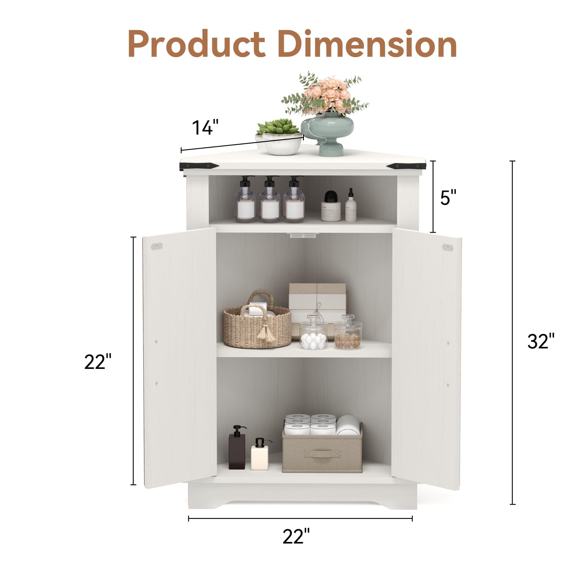 Meuble de salle de bain d'angle Garvee avec portes coulissantes de style grange, étagères réglables, bois MDF, blanc, pour petits espaces, robuste et polyvalent