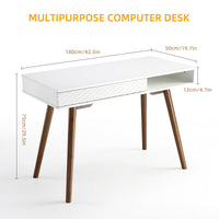 Bureau moderne blanc Garvee avec tiroirs pour bureau et chambre à coucher, 108 x 50 x 75 cm, bois