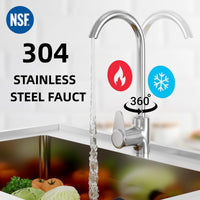 Garvee Évier sur Pied Inox 304 Double Bac avec Robinet Pivotant 360°, Évier de Cuisine Extérieur, Acier Poli, 99 × 50 cm
