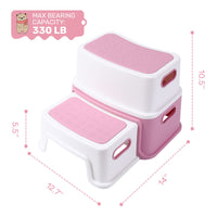 Marchepied enfant Garvee, 2 marches, en polypropylène, antidérapant et stable, pour salle de bain, cuisine, évier, rose