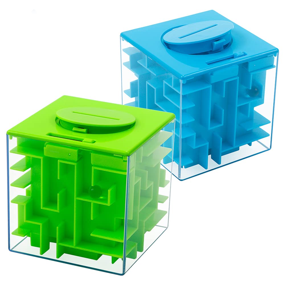 Coffret puzzle labyrinthe Garvee Money Maze, 2 pièces, en plastique, bleu et vert, pour enfants et adultes, maison et bureau