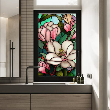 Film occultant pour fenêtres Garvee à motif floral, amovible, sans colle, pour salle de bain, bureau, salon, PVC, réutilisable