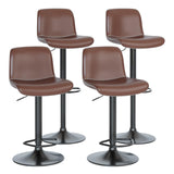 Garvee Lot de 4 tabourets de bar marron café pivotants à 360°, hauteur réglable 61 à 81,3 cm, dossier rembourré et repose-pieds - 