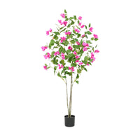 Bougainvillier artificiel Garvee de 1,5 m avec feuilles en soie et tronc en bois naturel, vert, idéal pour la décoration de bureau et de maison.