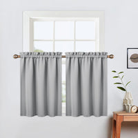 Rideaux occultants courts Garvee, lot de 2, à œillets, pour petites fenêtres de cuisine ou de salle de bain, 61 x 61 cm, gris clair