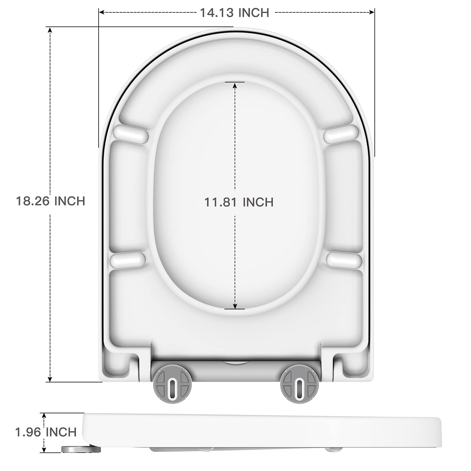 Abattant de toilettes Garvee avec fermeture amortie, blanc - Abattant antibactérien à démontage rapide pour toilettes en forme de D, capacité de charge jusqu'à 150 kg