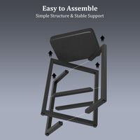 Ensemble de 2 tabourets de bar Garvee, 62,5 cm, revêtement en similicuir, structure en métal, repose-pieds en croix, style moderne, sans dossier, noir, idéal pour îlot de cuisine et bar.