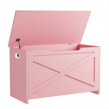 Garvee banc de rangement en bois de 76 cm avec verrou de sécurité pour salon et chambre, grand banc à chaussures, robuste, rose - rose