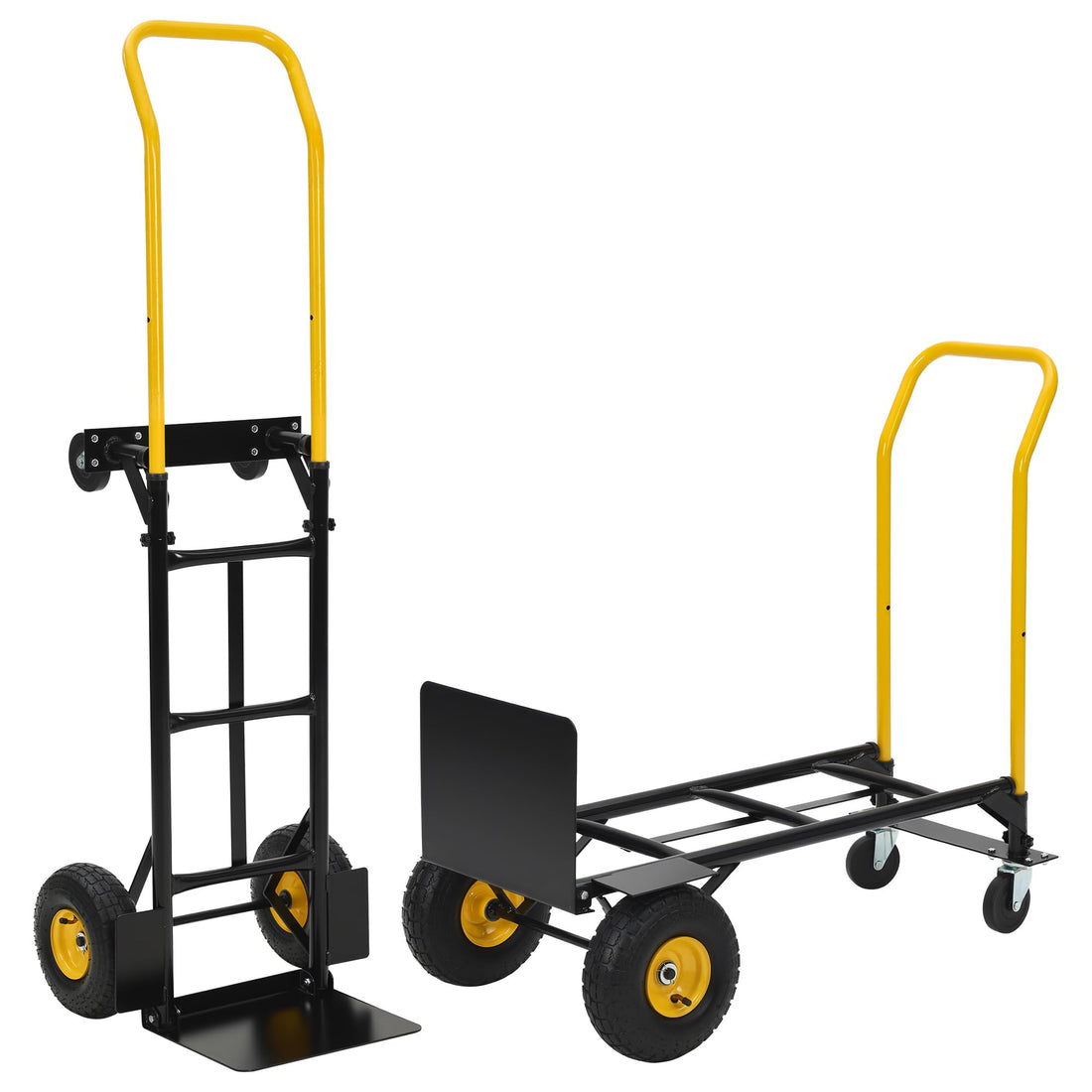 Garvee Diable Convertible 2 en 1 en Acier Renforcé avec Roues Anticrevaison, Pliable et Polyvalent, pour Bureau, Jardin et Transport de Charges