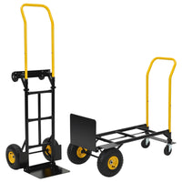 Garvee Diable Convertible 2 en 1 en Acier Renforcé avec Roues Anticrevaison, Pliable et Polyvalent, pour Bureau, Jardin et Transport de Charges