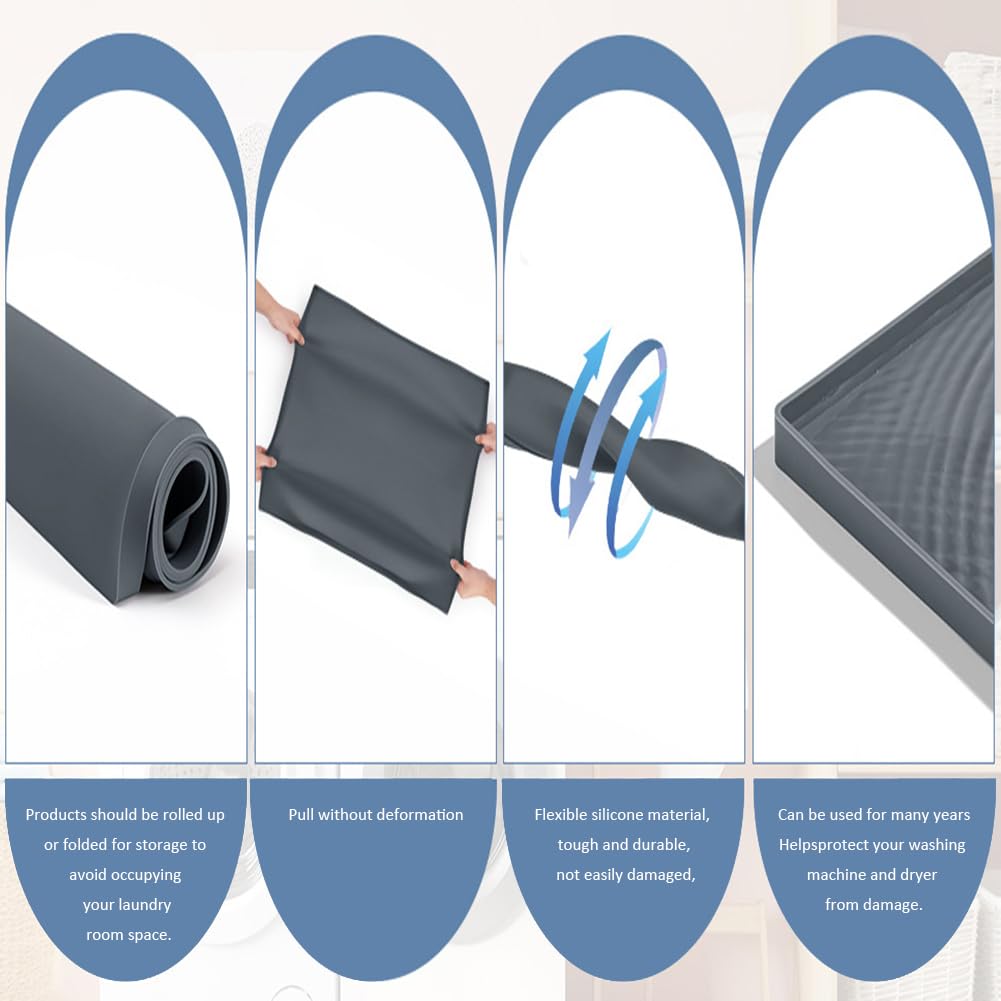 Tapis de machine à laver/couvre-manteau en silicone Garvee, 50 x 60 cm, noir, antidérapant, imperméable
