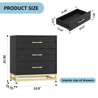 Garvee commode en bois pour chambre, 3 tiroirs, MDF, noir, moderne, robuste, gain de place, salon, couloir