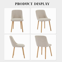 Ensemble de 2 chaises de salle à manger Garvee, revêtement en tissu, dossier ergonomique, grand confort, bois de chêne, blanc cassé, salle à manger moderne