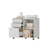 Garvee Armoire De Classement Mobile 3 Tiroirs Avec Étagères Ouvertes Bois Résistant Bureau À Domicile 78 × 40 × 67 cm - Blanc