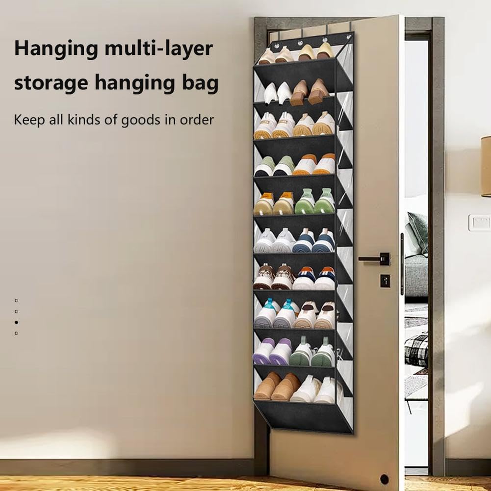 Rangement à chaussures Garvee, 10 niveaux avec 4 crochets métalliques, à suspendre à la porte, pour chambre et couloir, capacité de 20 paires, matériau durable