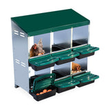 Garvee Pondoir Automatique pour Poules 6 Compartiments en Acier Galvanisé, Collecte Frontale Anti-Picotage, pour Poulailler Extérieur - Vert