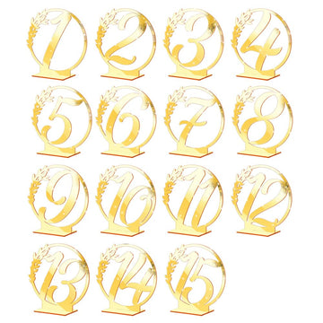 Numéros de table de mariage Garvee en acrylique, hexagonaux, transparents, effet miroir doré, pour réception et banquet (1-15).