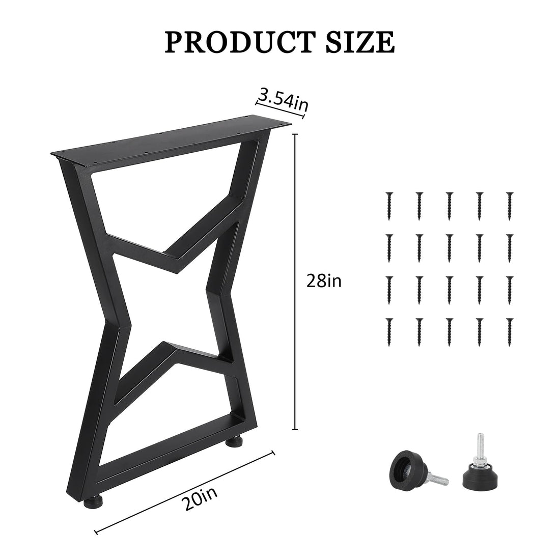 Garvee Pieds de table en métal 40 × 45 cm, robustes, en fer forgé, réglables, pour tables de salle à manger et de jardin, noirs, fourchu, 71 cm (H) × 50 cm (L)