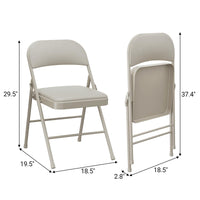 Ensemble de 4 chaises pliantes Garvee avec coussins, revêtement en similicuir beige, pour une utilisation intérieure et extérieure, légères et pliables, supportent jusqu'à 159 kg (350 lb).
