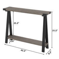 Console Garvee pour entrée avec rangement à 2 niveaux, étroite (110 x 21 x 80 cm), bois et métal, pieds en forme de R, idéale pour le salon et l'entrée, montage facile.