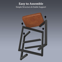 Ensemble de 4 tabourets de bar Garvee, 62,5 cm, revêtement en similicuir, structure en métal, style moderne, sans dossier, idéal pour îlot de cuisine ou salle à manger, noir