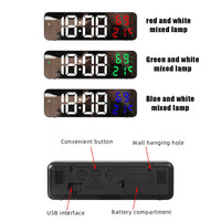 Horloge murale numérique LED Garvee, grand écran, rouge, pour salon, bureau, contrôle automatique de la luminosité, heure, température, humidité