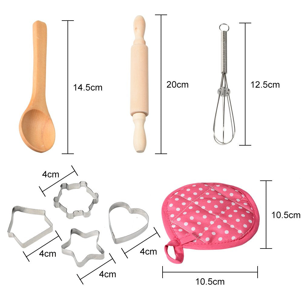 Ensemble de cuisine et de pâtisserie Garvee 11 pièces pour enfants avec tablier ajustable, toque de chef et accessoires sans BPA pour les jeux de rôle et les fêtes d'anniversaire, en coton lavable