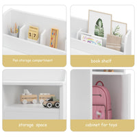 Bureau enfant Garvee blanc avec chaise, en bois, avec rangement et design ergonomique, idéal pour les chambres d'enfants de 3 à 8 ans.