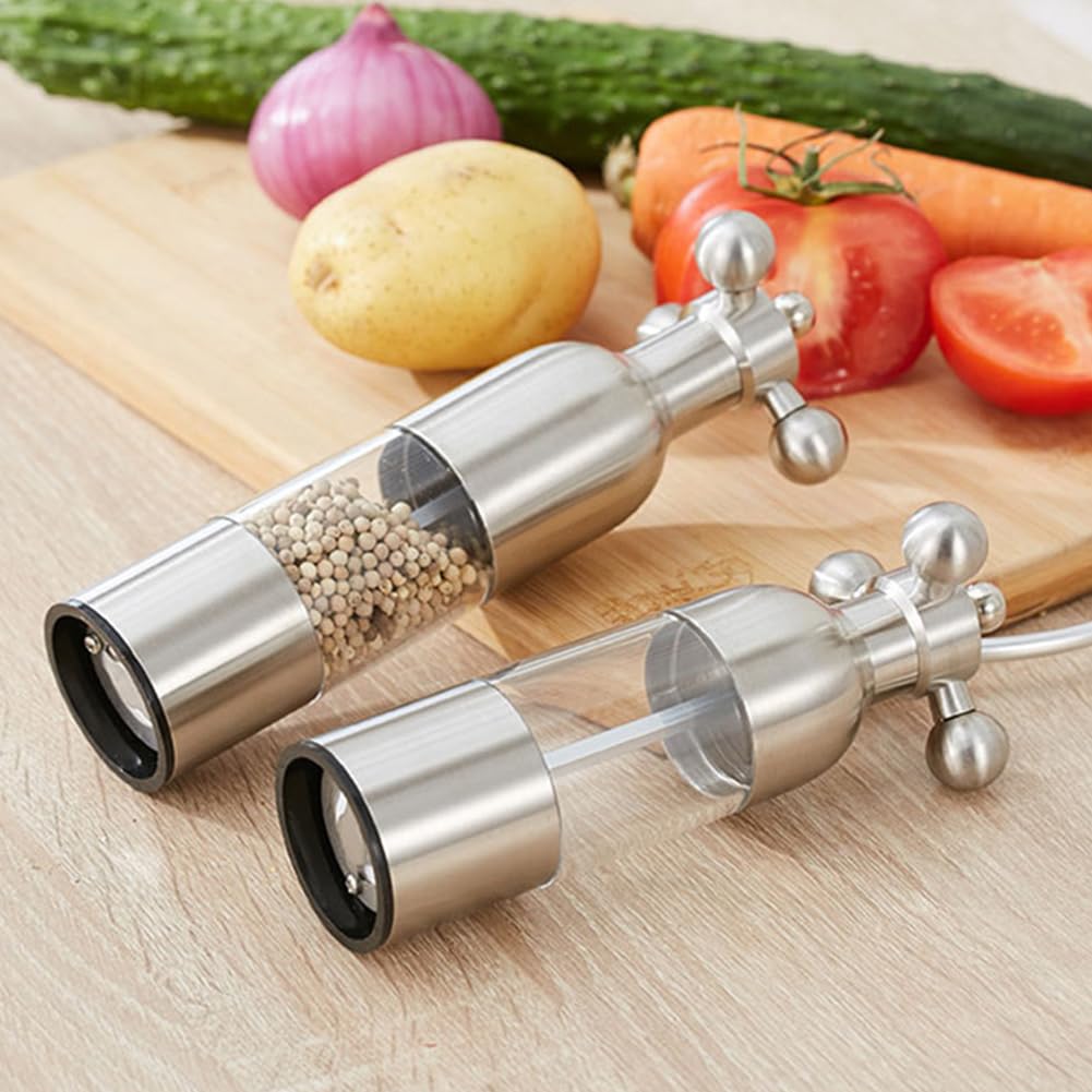 Ensemble moulin à sel et à poivre Garvee, en acier inoxydable, rechargeable, réglable, pour la maison et la cuisine, moulins à épices compacts