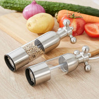 Ensemble moulin à sel et à poivre Garvee, en acier inoxydable, rechargeable, réglable, pour la maison et la cuisine, moulins à épices compacts