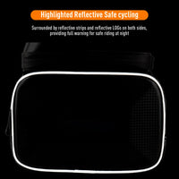 Sacoche de cadre Garvee pour vélo, étanche, réfléchissante, résistante aux déchirures, avec support pour téléphone tactile, idéale pour le VTT et le cyclisme en extérieur, jusqu'à 16,4 cm de diamètre, noire.