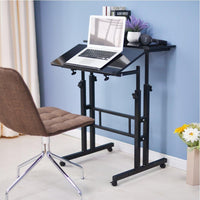 Garvee Bureau assis-debout mobile 60 × 60 × 70-110 cm, hauteur réglable, plateau inclinable, 4 roulettes, idéal maison et bureau, blanc