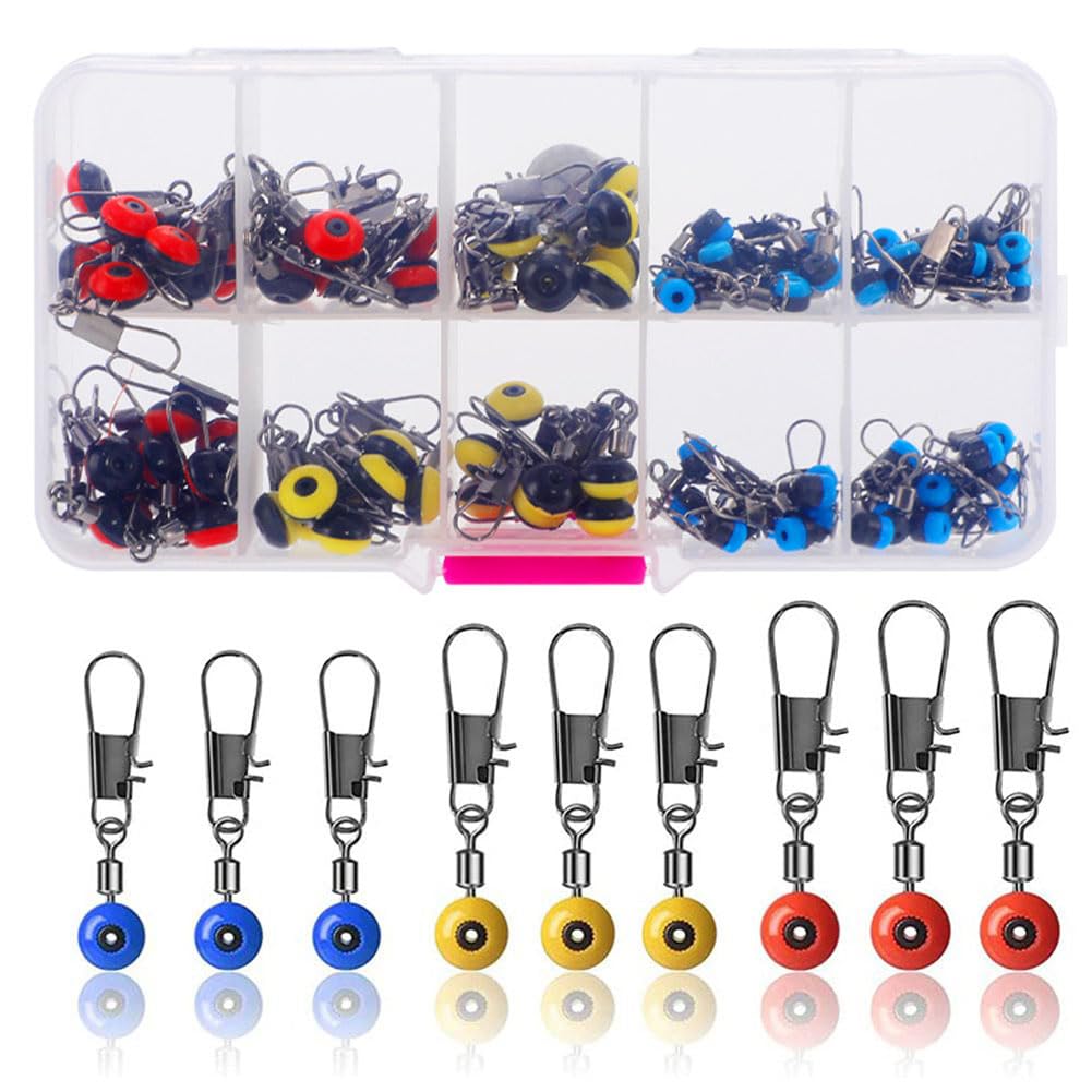 Garvee, lot de 100 émerillons de pêche avec perles, antirouille, pour la pêche en eau douce et en mer, polyvalents et durables.