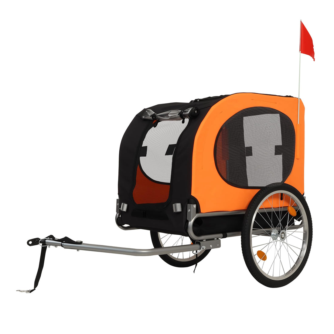 Garvee Remorque vélo pour chien jusqu’à 40 kg, toile Oxford 600D résistante aux intempéries, drapeau inclus, pour grands chiens 56–71 cm, orange