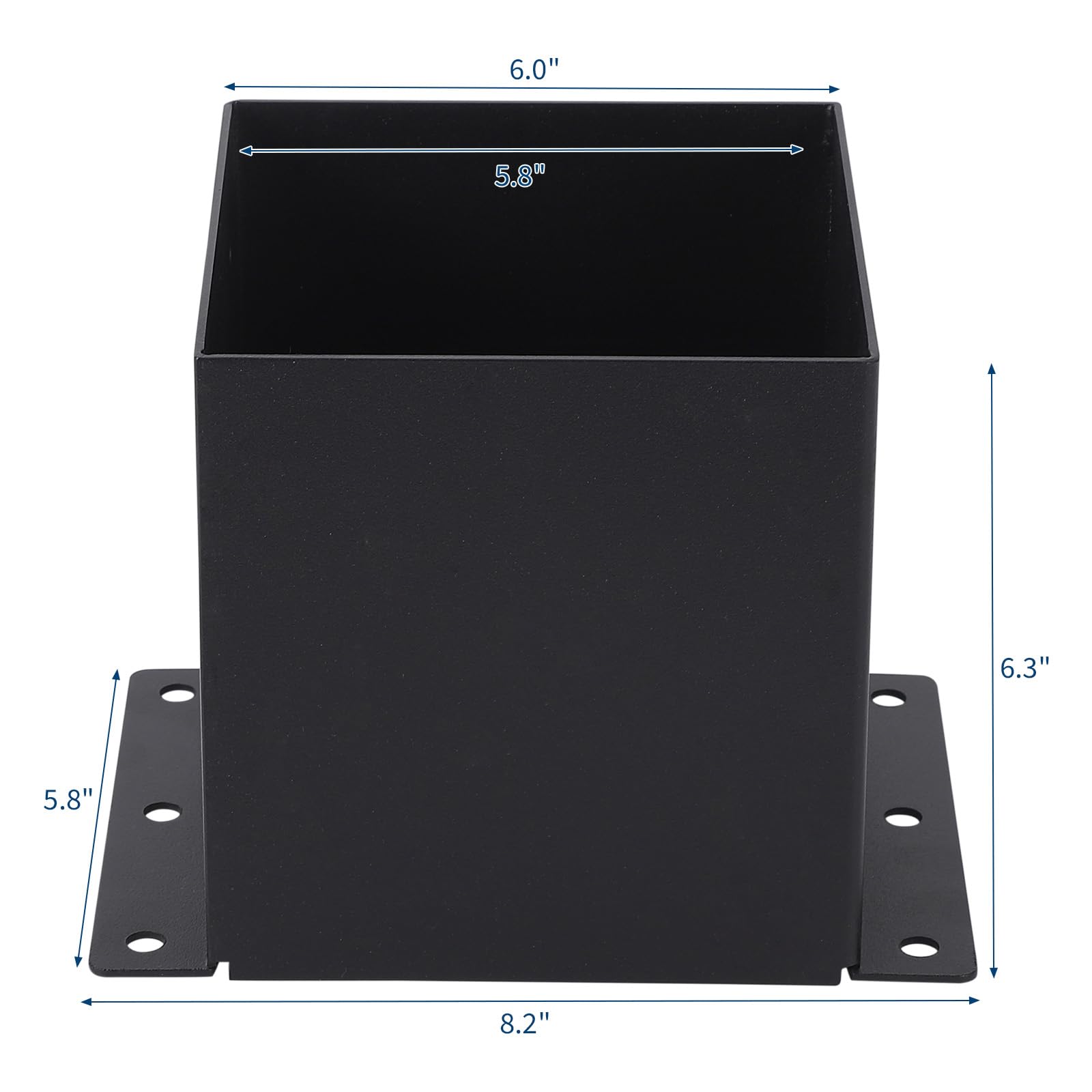 Garvee Lot de 4 bases de poteau 15 × 15 cm en acier 2 mm, finition thermolaquée noire, pour pergola, terrasse et deck