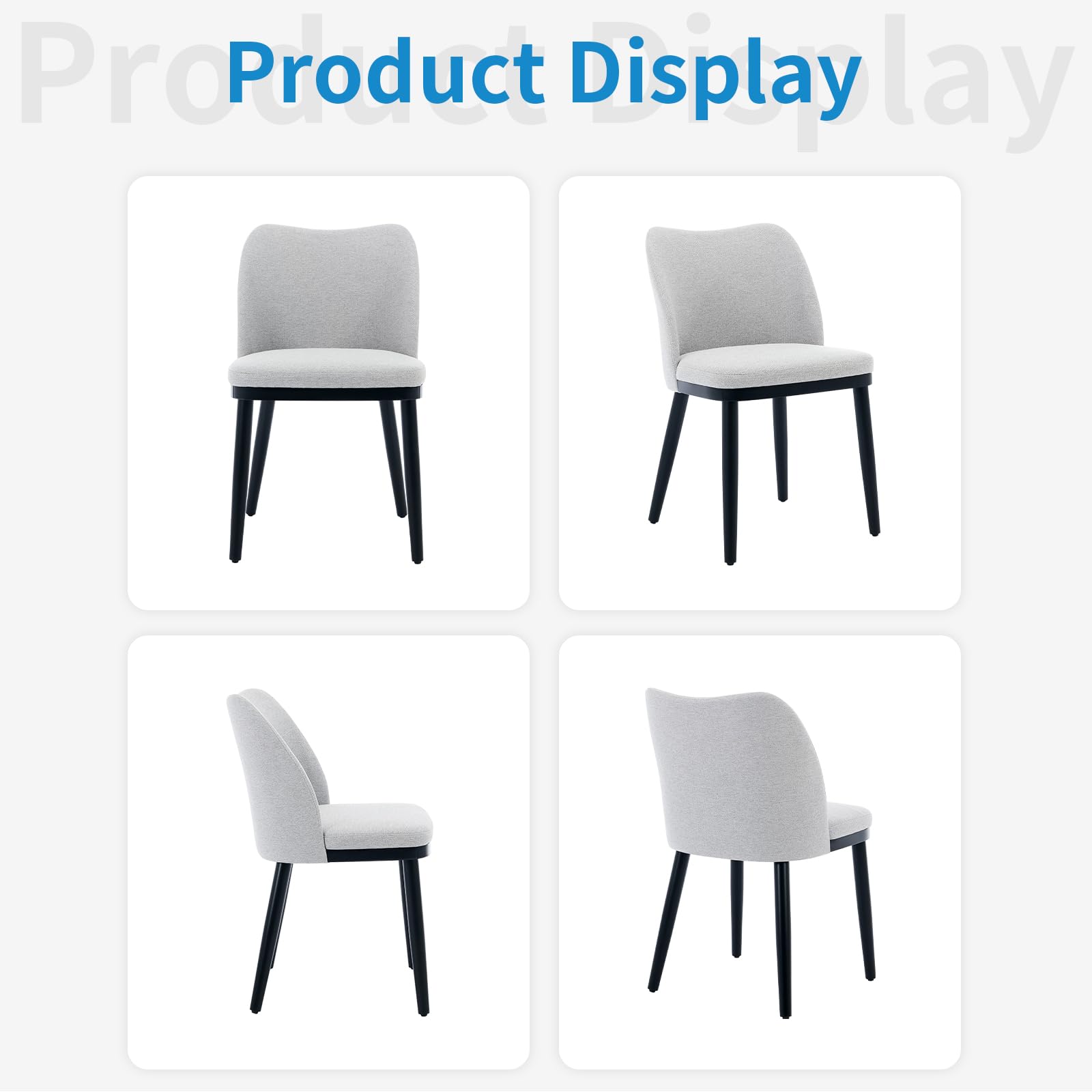 Ensemble de 2 chaises de salle à manger Garvee, revêtues de tissu avec pieds en bois, ergonomiques, modernes, grises, pour cuisine et café