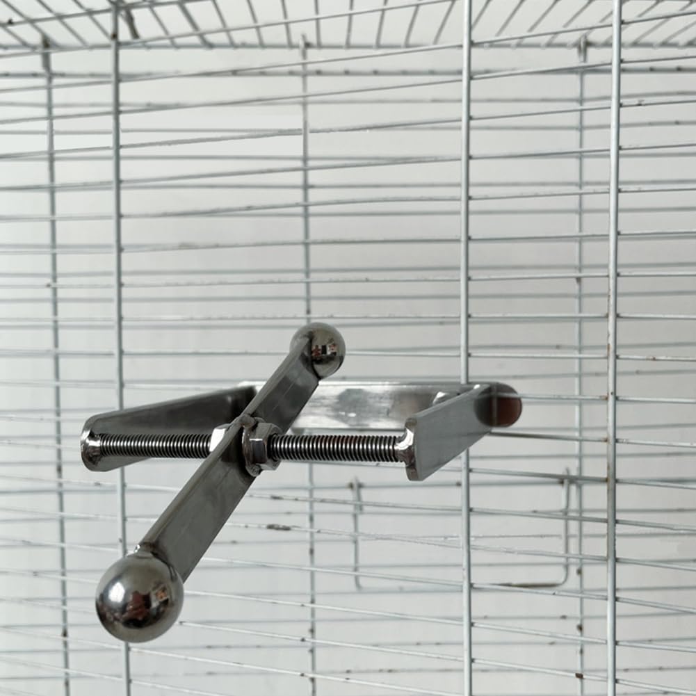 GARVEE Jouet à mâcher pour perroquets, perchoir suspendu en acier inoxydable, accessoire de cage interactif, tailles moyenne et grande.