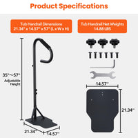 Rambarde de spa Garvee, rotative à 360°, réglable en hauteur de 89 à 145 cm, revêtement antidérapant, acier antirouille, pour une utilisation intérieure et extérieure.