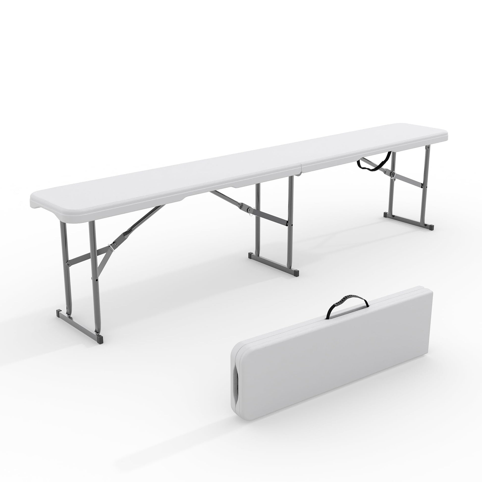 Garvee banc pliant portable de 1,8 m en plastique PEHD résistant aux intempéries, stable et pliable avec poignée pour pique-nique, camping et sports de plein air