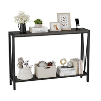 Garvee Console étroite 2 niveaux pour canapé, bois noir, compacte et robuste, 109 x 25 x 76 cm, idéale couloir, entrée et salon.