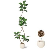 Garvee Ficus Lyrata artificiel 210 cm, pot beige avec pierres, plante réaliste sans entretien, résistant aux UV, maison et bureau
