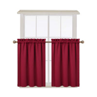Cantonnières occultantes Garvee, lot de 2, pour fenêtres (salon, cuisine, chambre), isolantes thermiques, rouges, 66 x 76 cm