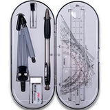 Garvee Ensemble de géométrie métallique 8 pièces avec règle et compas métalliques, robuste et compact, blanc, idéal pour les étudiants et les ingénieurs.