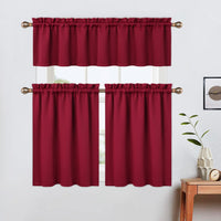 Rideaux occultants Garvee Christmas, 61 cm (24 pouces), courts, couleur bordeaux, pour petites fenêtres, salle de bain, cuisine, chambre